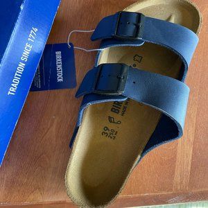 Birkenstock Arizona Sandal Womens Shoe Size 8 / 39 Navy Leather Footbed Men 6